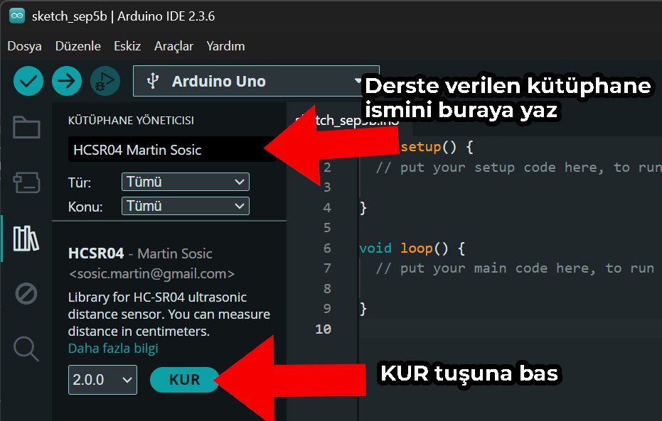 Kütüphane Kurulum Penceresi