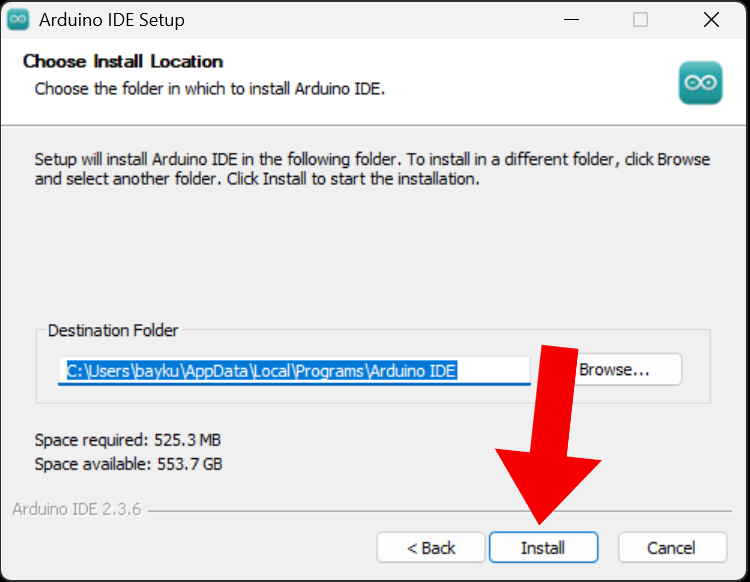 Kurulum konum seçimi